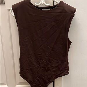 Babaton Brown Crew Neck Sleeveless Bodysuit